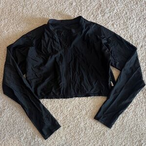 Cropped Black Zip-Front Women's Rash Guard